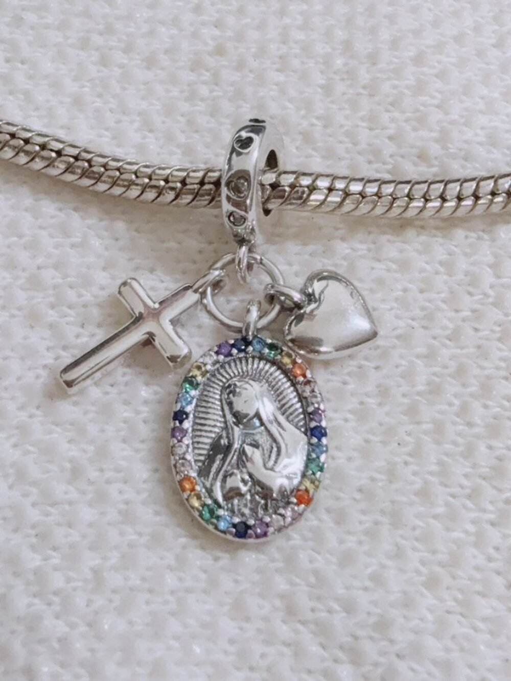 Virgin Mary Blessed Charm Faith Cross Charm For Pandora Bracelet Necklace